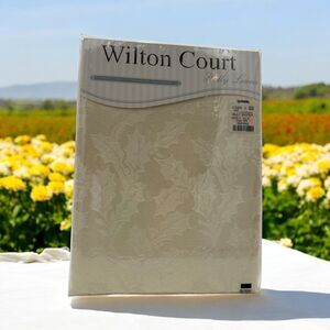 Wilton Court Champagne Holly Leaves Tablecloth 60x104”